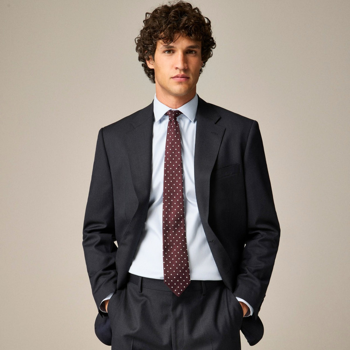 Men Italian silk repp tie in dot - J.Crew