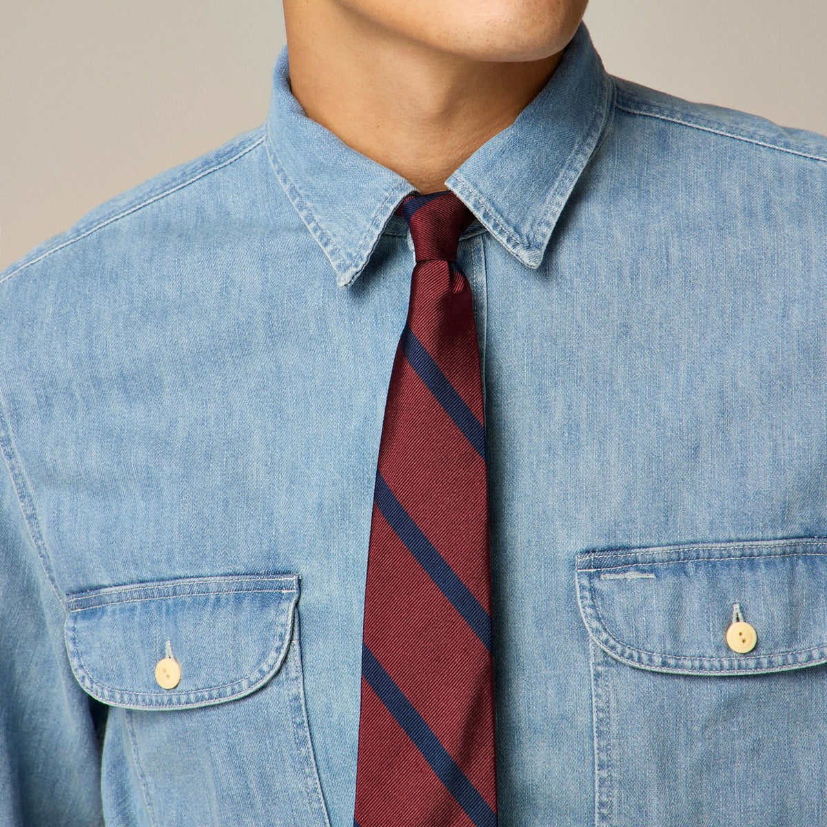 Men English silk tie in diagonal stripe - J.Crew
