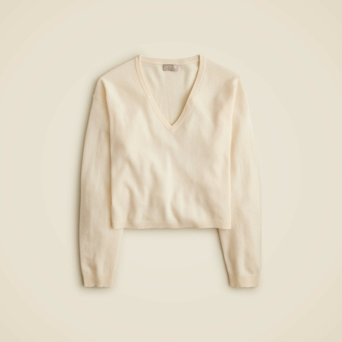 Women Cashmere relaxed cropped V-neck sweater - J.Crew