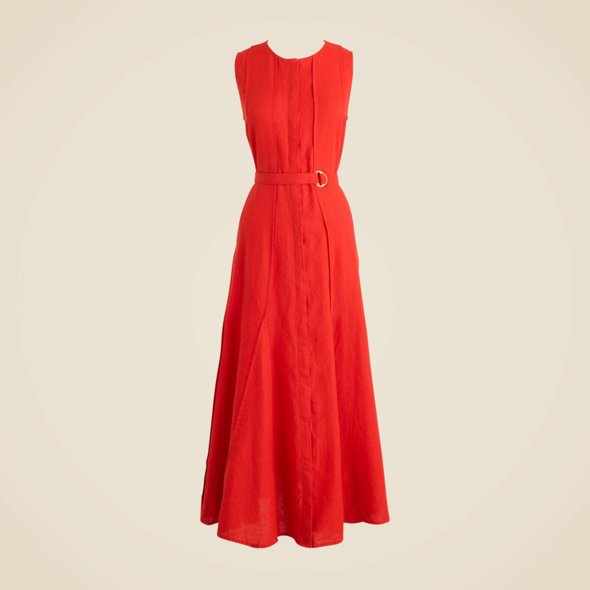 Women Seamed linen dress with removable belt - J.Crew