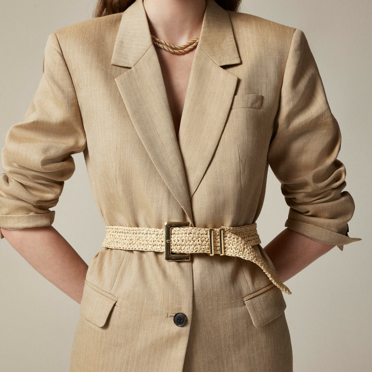 Women Woven square buckle belt - J.Crew