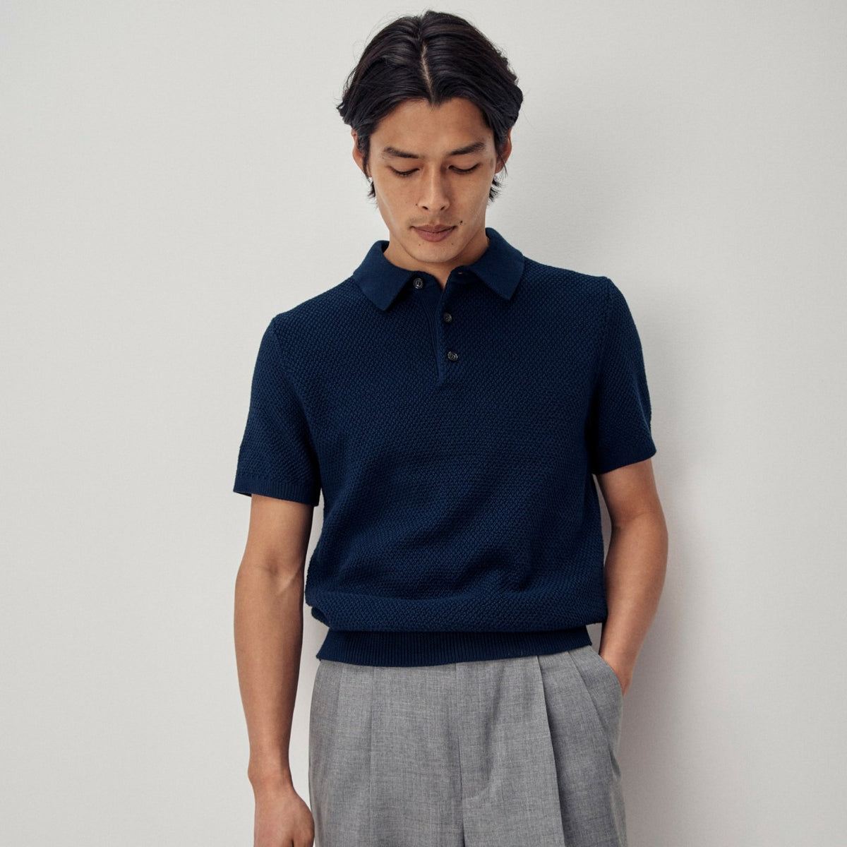 Men Short-sleeve cotton seed-stitch sweater-polo - J.Crew