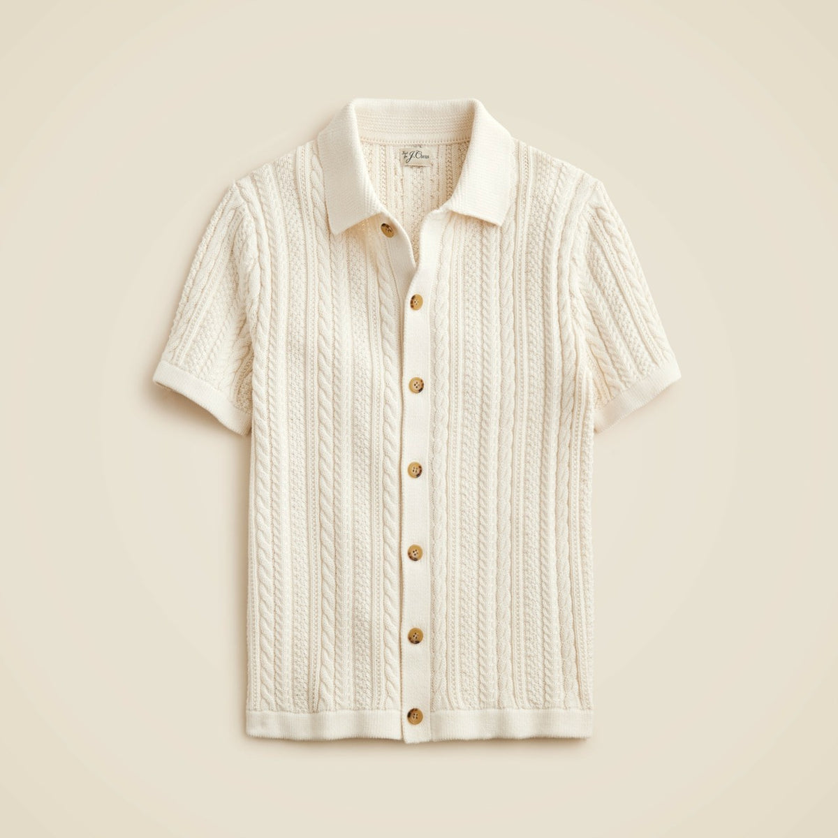 Men Short-sleeve cotton cable-knit cardigan sweater-polo - J.Crew
