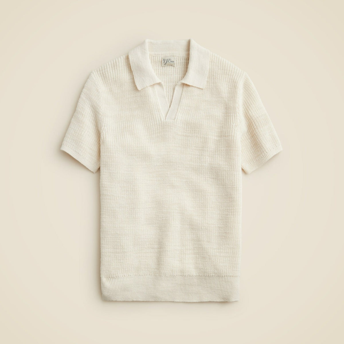 Men Short-sleeve linen-cotton blend johnny-collar sweater-polo - J.Crew