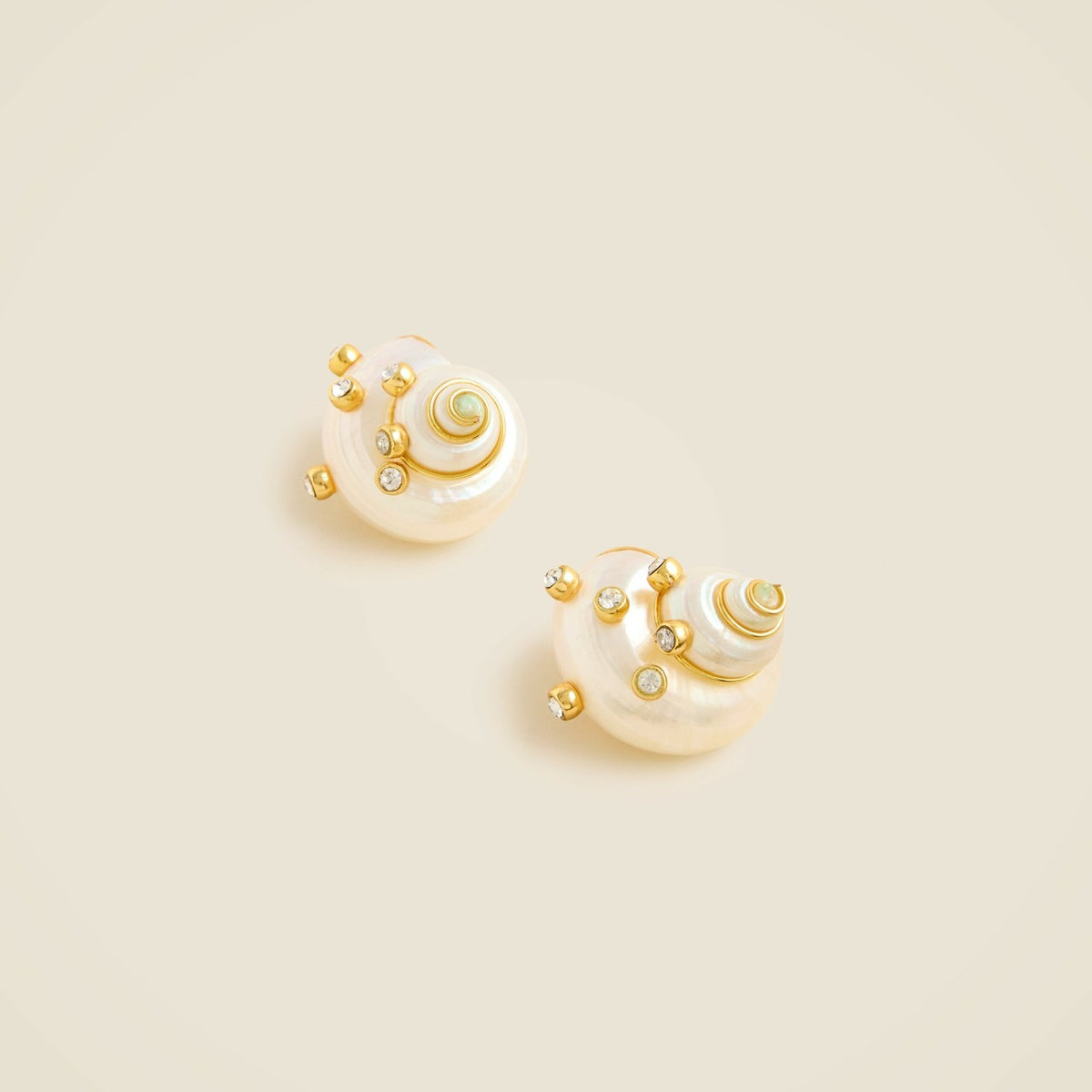 Women Seashell stud earrings with crystals - J.Crew
