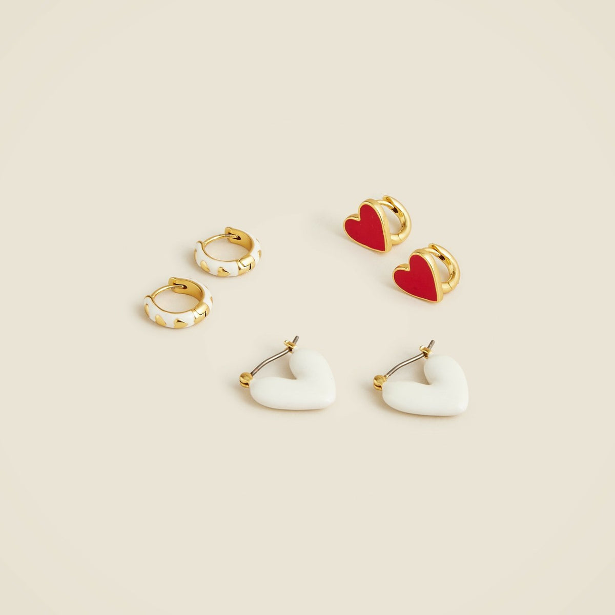 Women Heart earrings three-pack - J.Crew