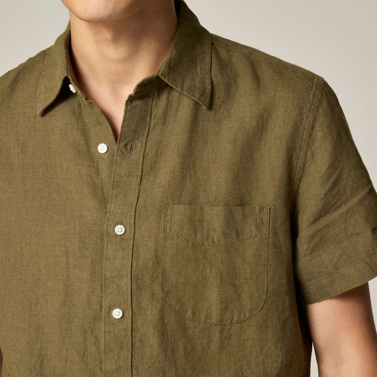 Men Short-sleeve linen point-collar shirt - J.Crew
