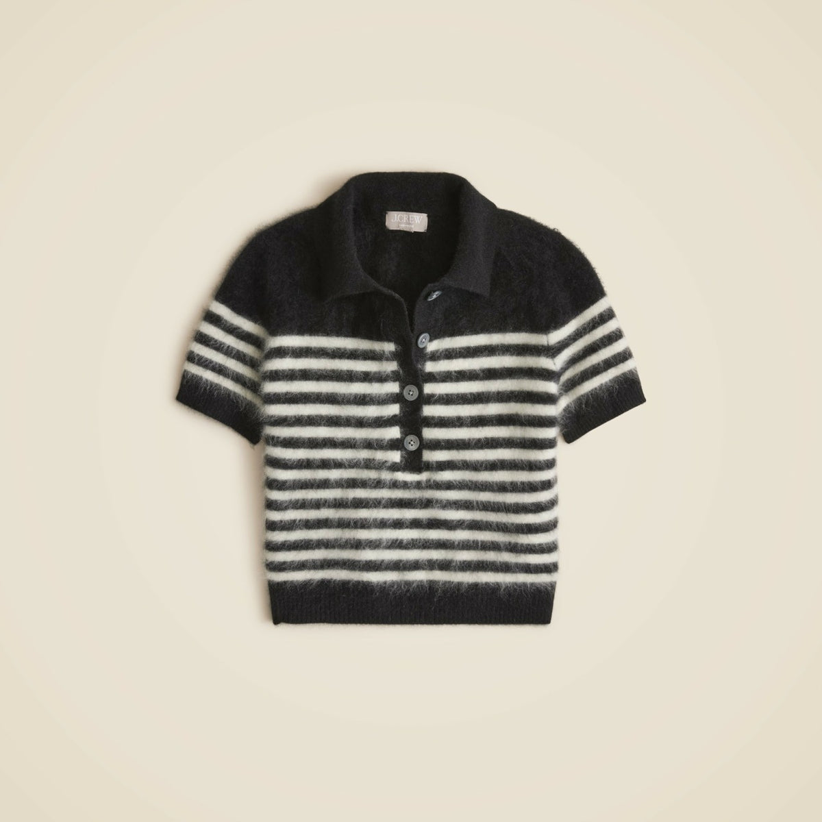 Women Brushed cashmere short-sleeve sweater-polo in stripe - J.Crew