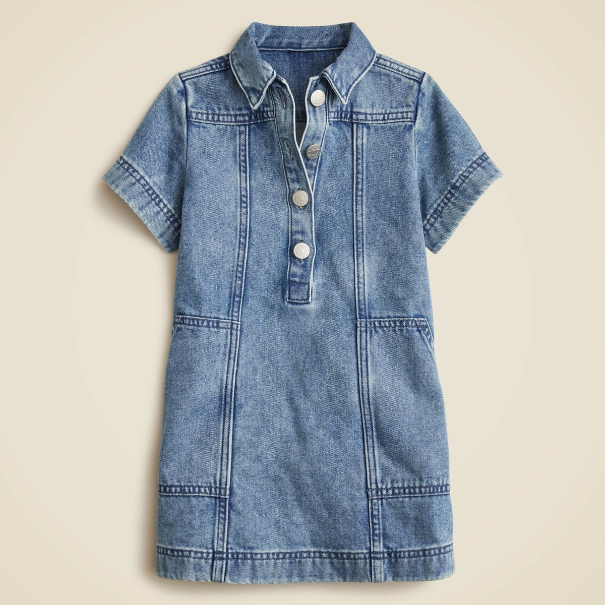 Kids Girls' short-sleeve shirtdress in drapey denim - J.Crew