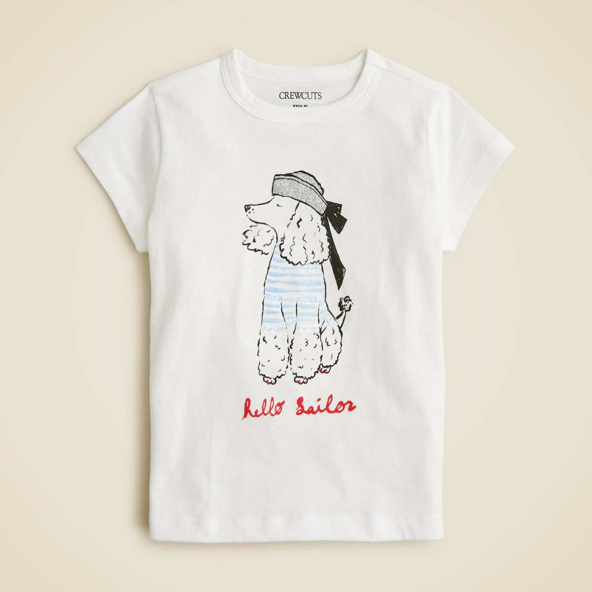 Kids Girls' short-sleeve sailor dog graphic T-shirt with glitter - J.Crew