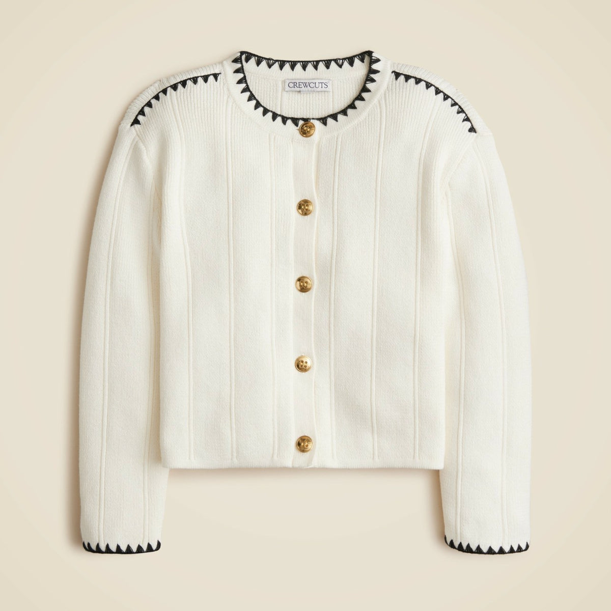 Kids Girls' ribbed cotton cardigan with rickrack - J.Crew