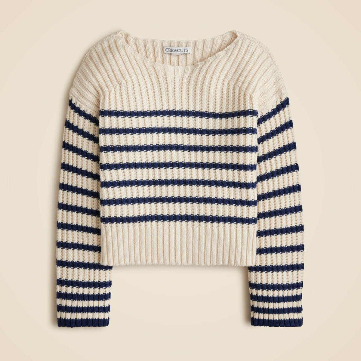 Kids Girls' cotton boatneck sweater in navy stripe - J.Crew
