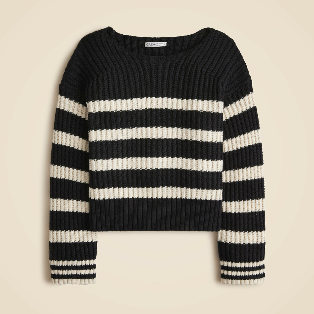 Kids Girls' cotton boatneck sweater in black stripe - J.Crew