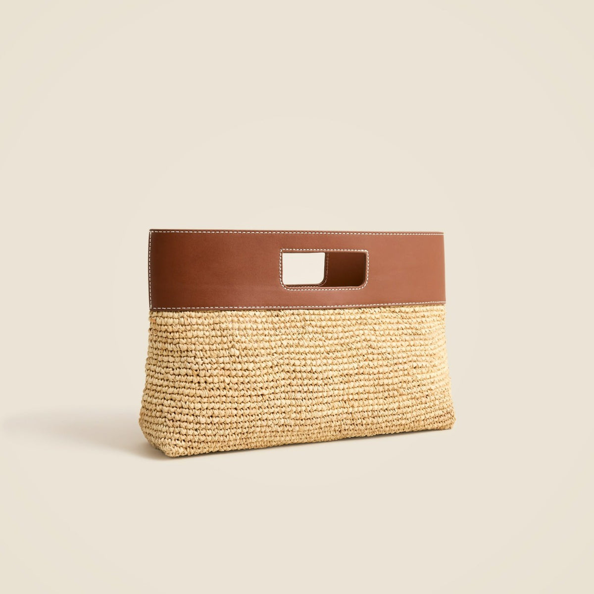 Women Handknotted raffia rectangular clutch with leather handles - J.Crew