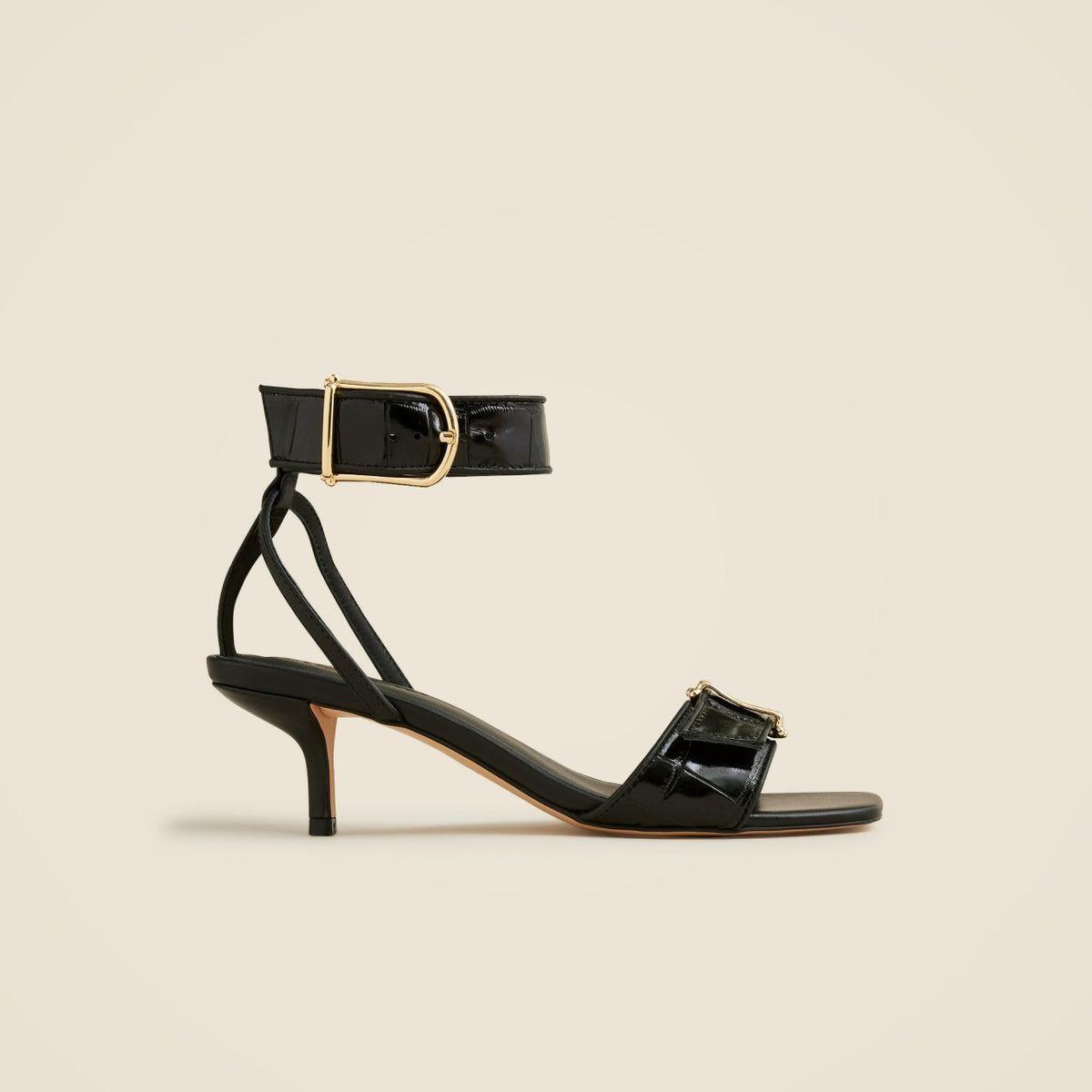 Women Krista kitten-heel sandals in Italian croc-embossed leather - J.Crew