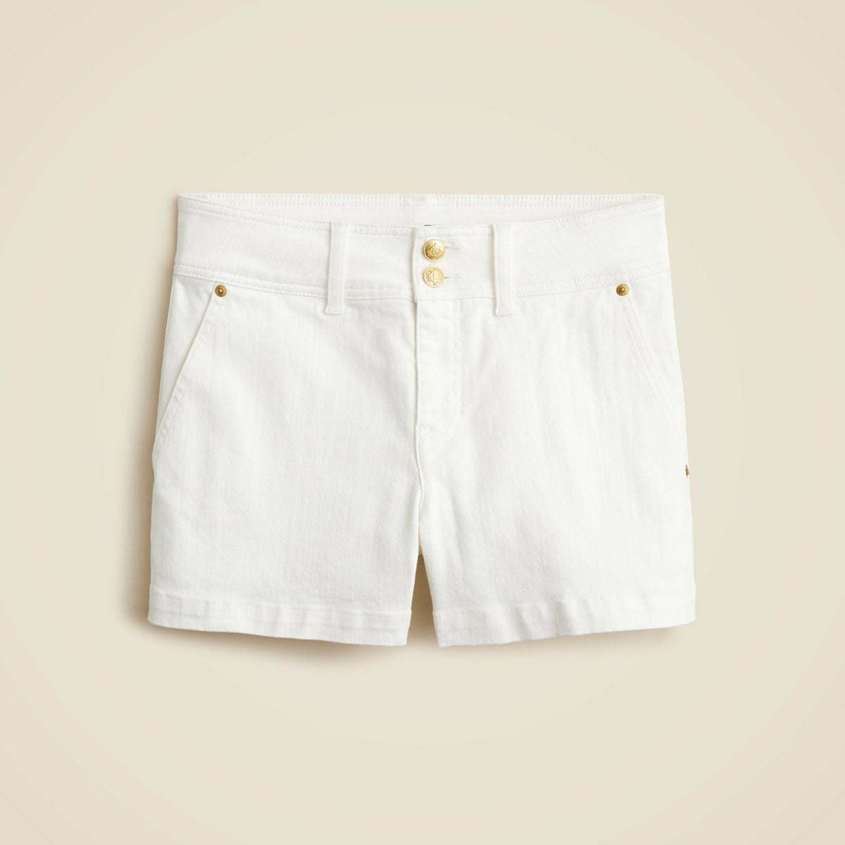 Women Stacked-button denim short in white - J.Crew
