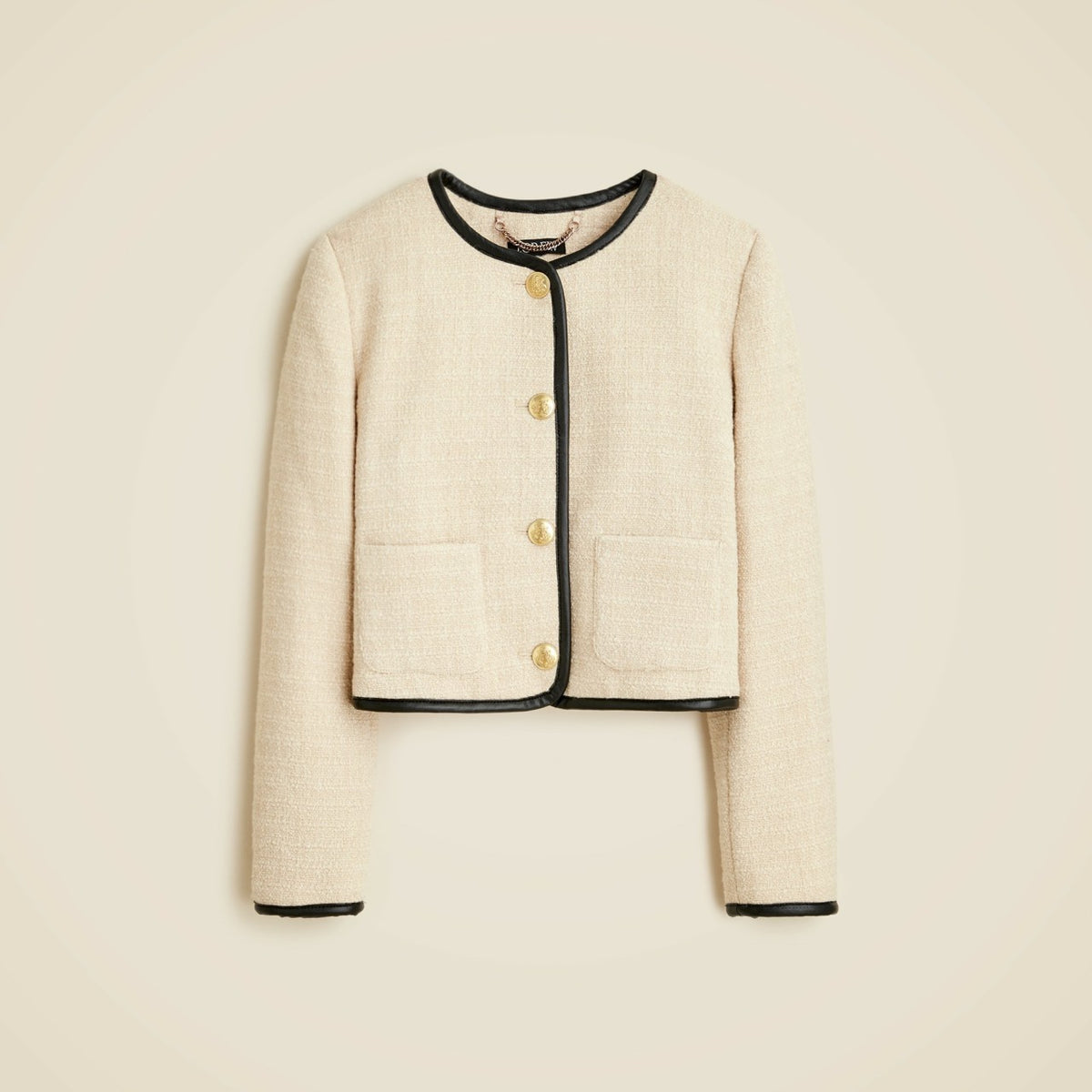 Women Tweed lady jacket with leather trim - J.Crew