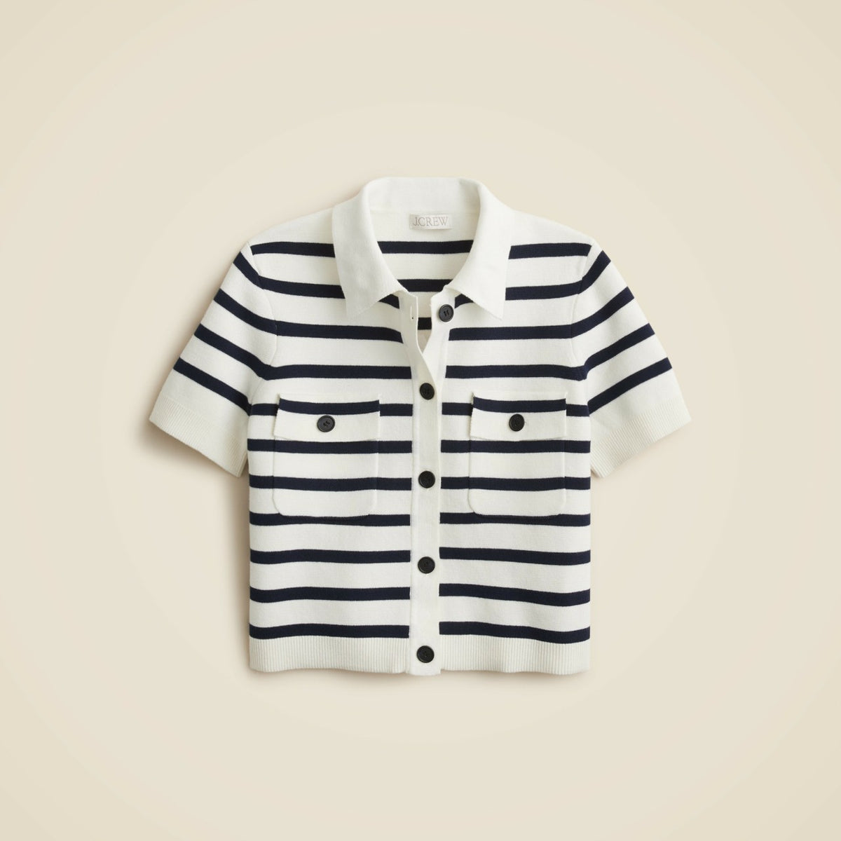 Women Collared short-sleeve cardigan in stripe - J.Crew
