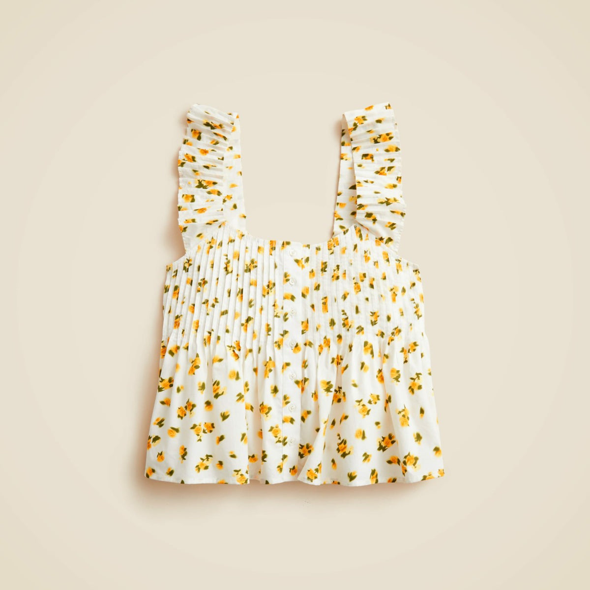 Women Pintuck peplum top in budding rose print - J.Crew