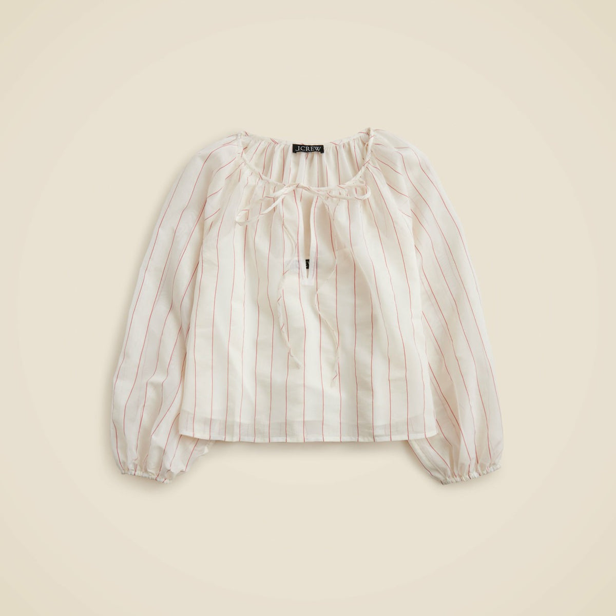 Women Tie-front popover top in dobby satin - J.Crew