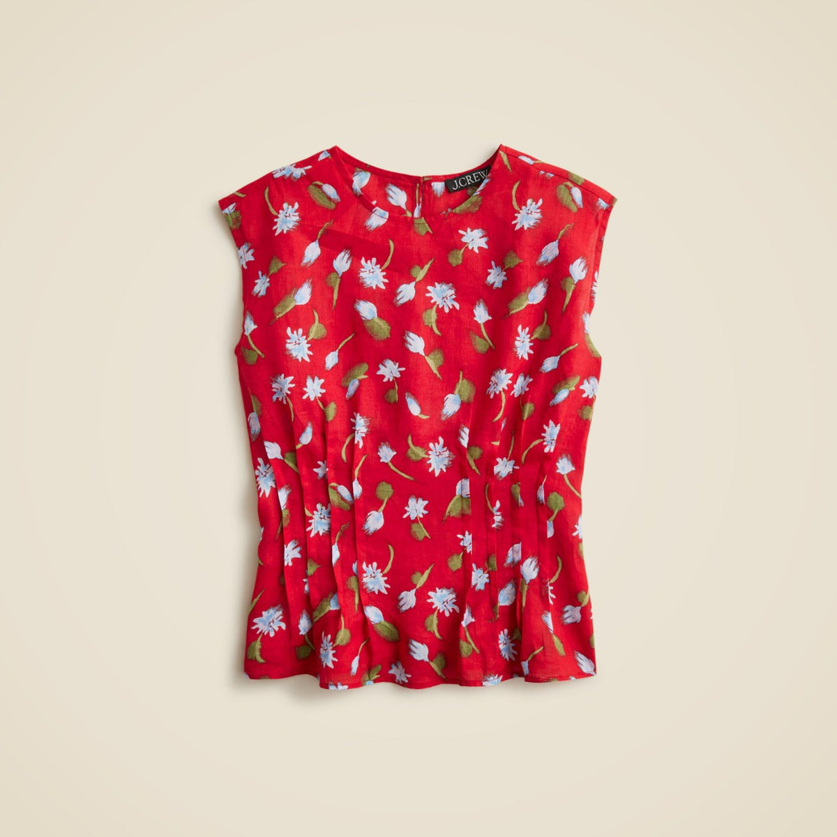 Women Pintuck shell top in brushed daisy-print ramie - J.Crew
