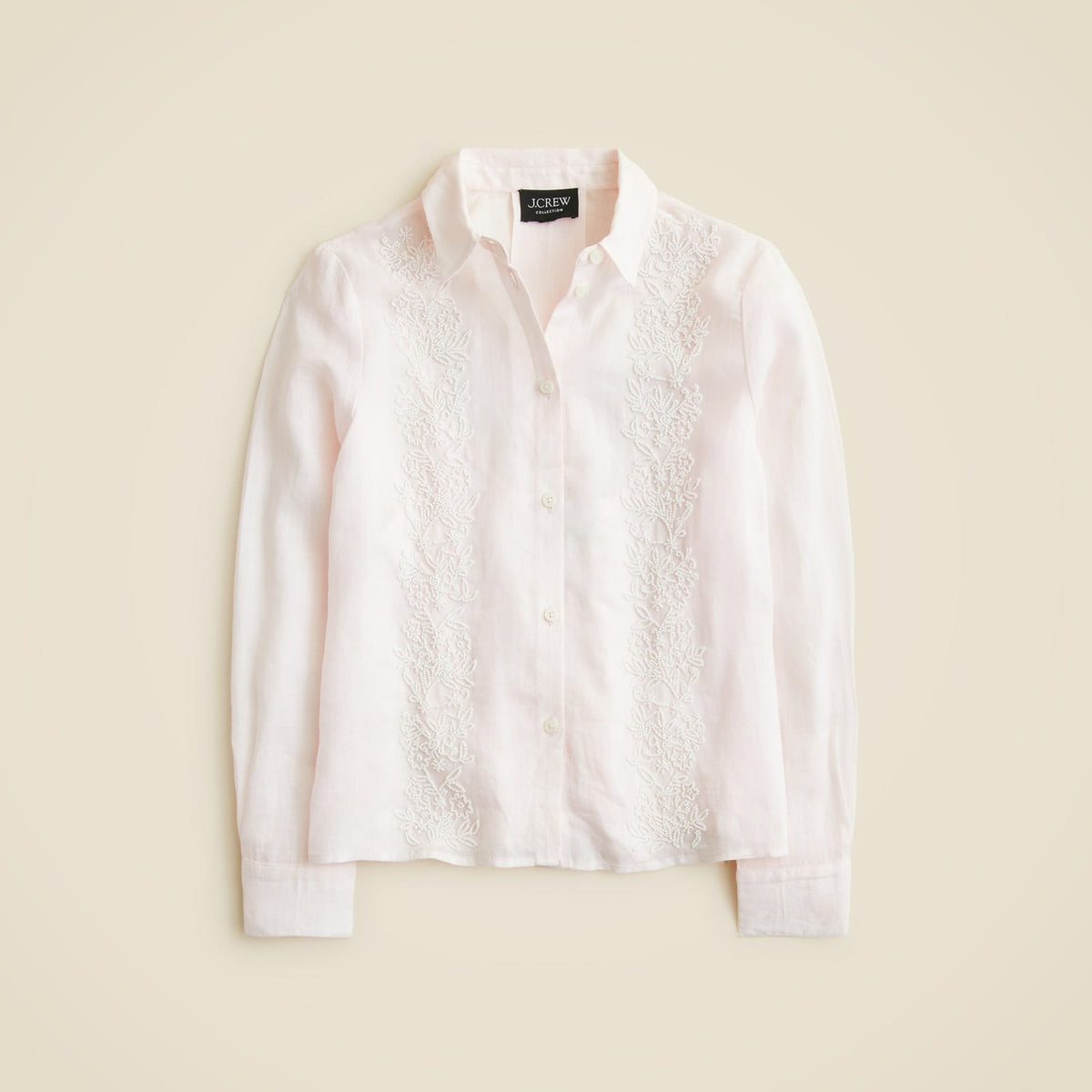 Women Collection beaded button-up shirt in ramie - J.Crew