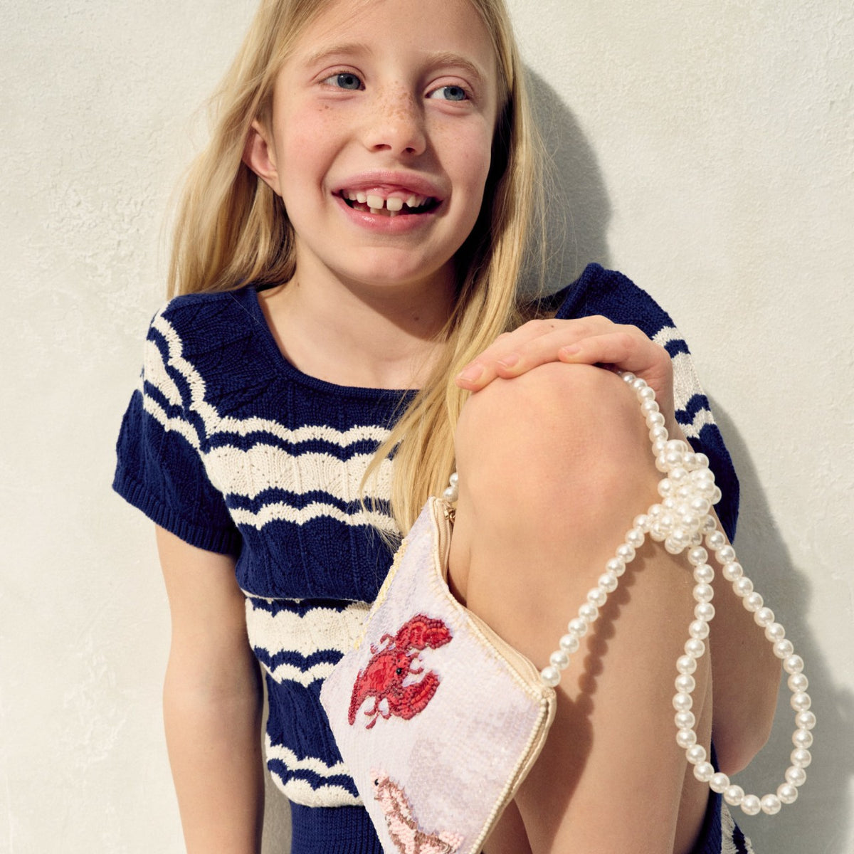 Kids Girls' pointelle T-shirt in scalloped stripe - J.Crew