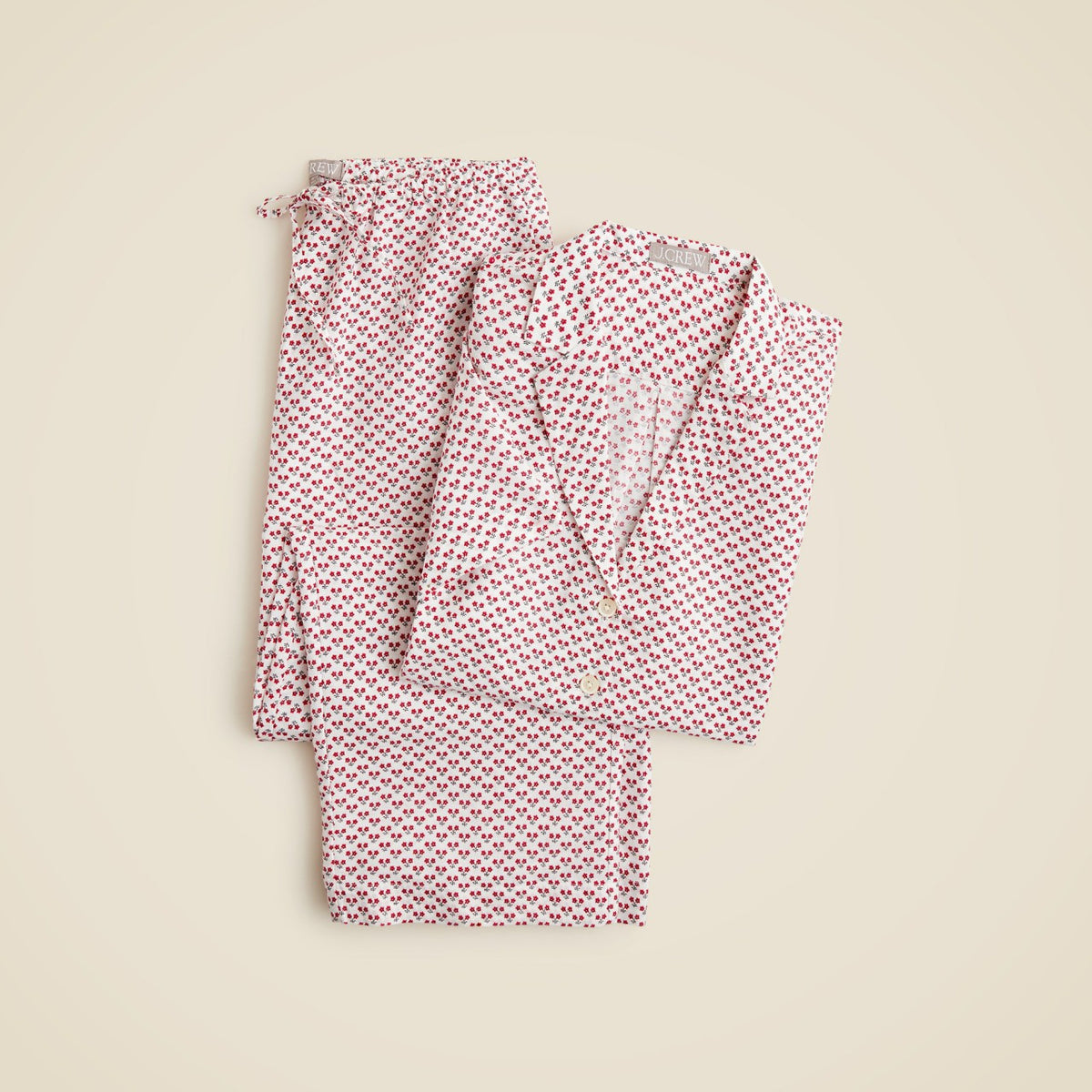 Women Linen-cotton blend cropped pajama set in ditsy floral - J.Crew