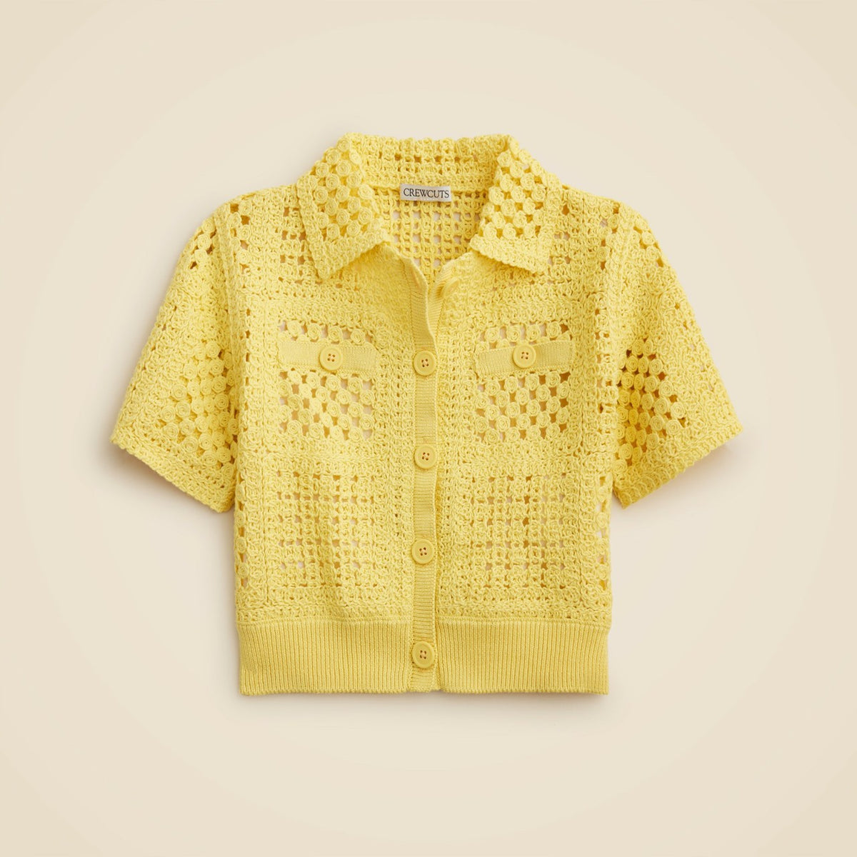Kids Girls' short-sleeve crochet button-up shirt - J.Crew