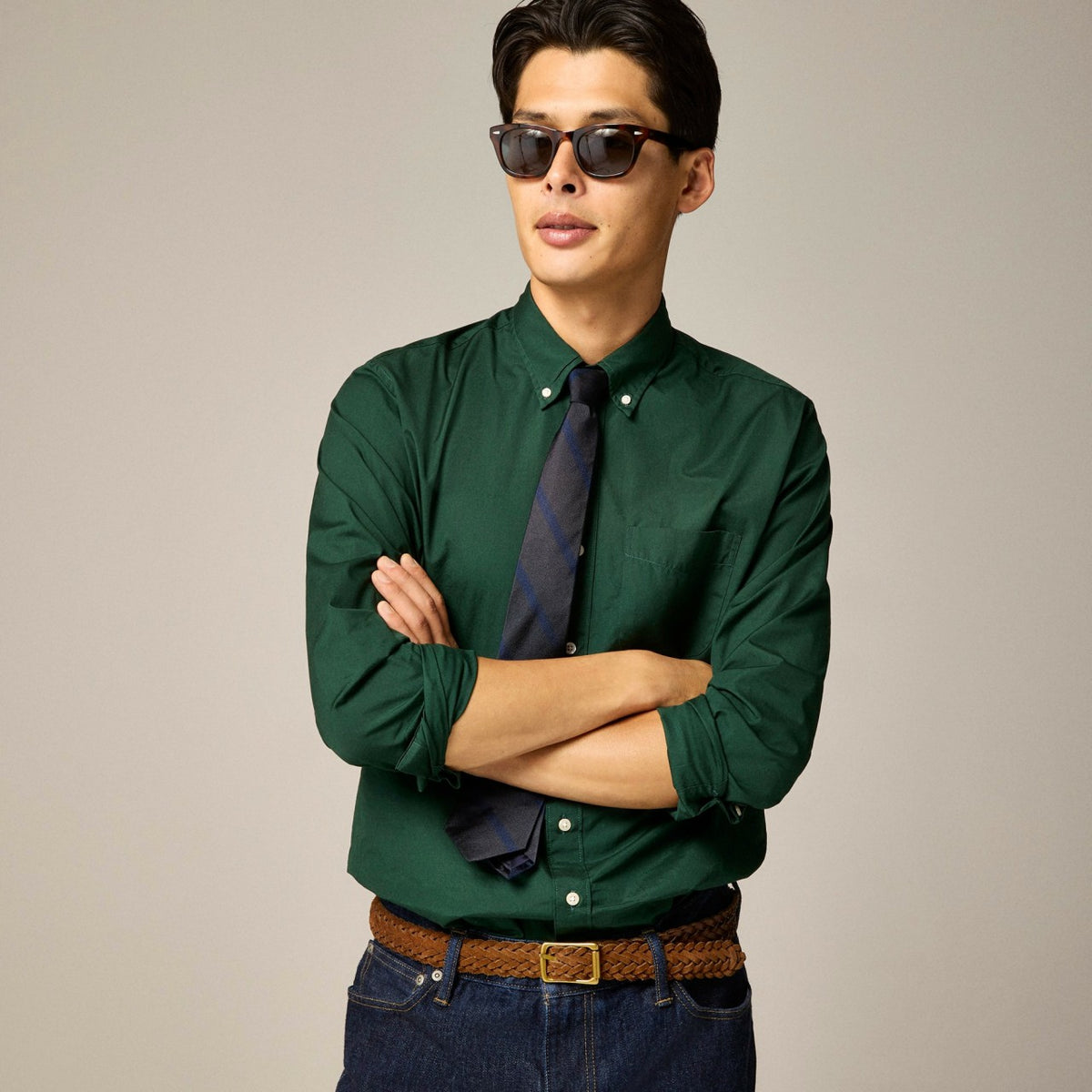 Men English silk tie in diagonal stripe - J.Crew
