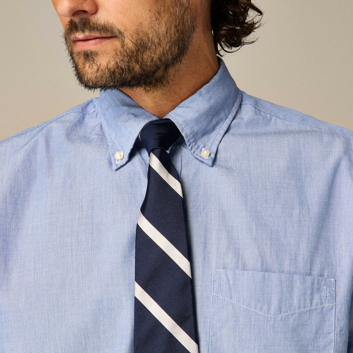 Men English silk tie in diagonal stripe - J.Crew