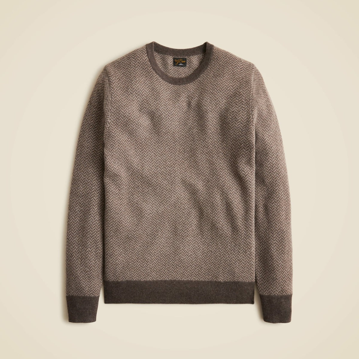 Men Cashmere herringbone jacquard crewneck sweater - J.Crew