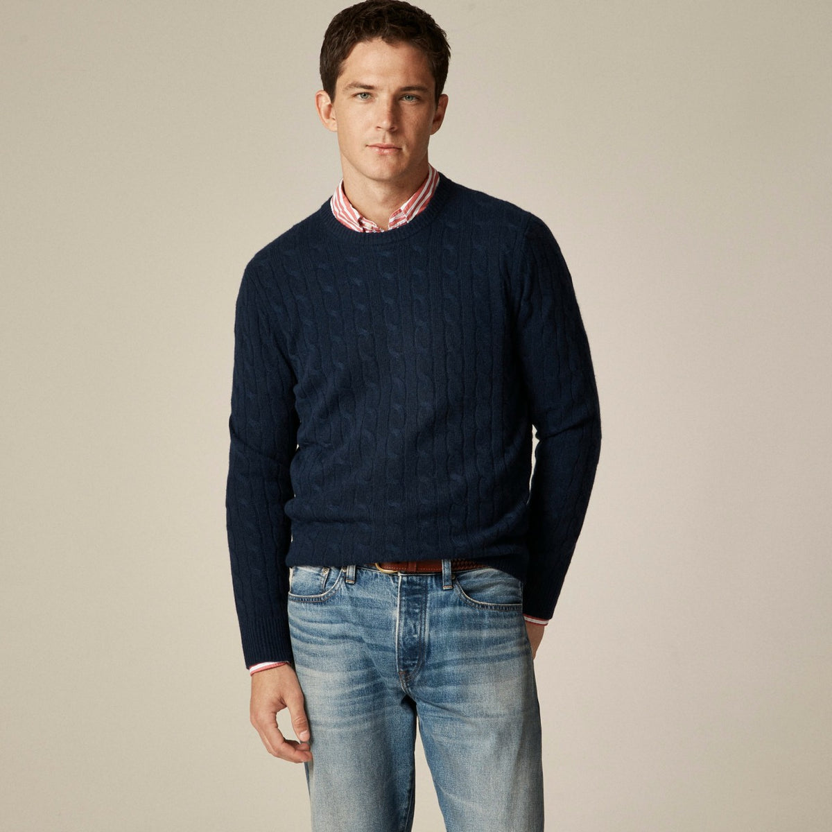 Men Cashmere cable-knit sweater - J.Crew