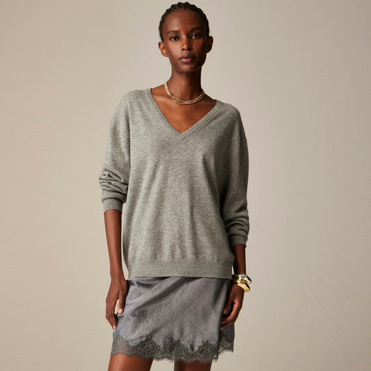 Women Cashmere relaxed V-neck sweater - J.Crew