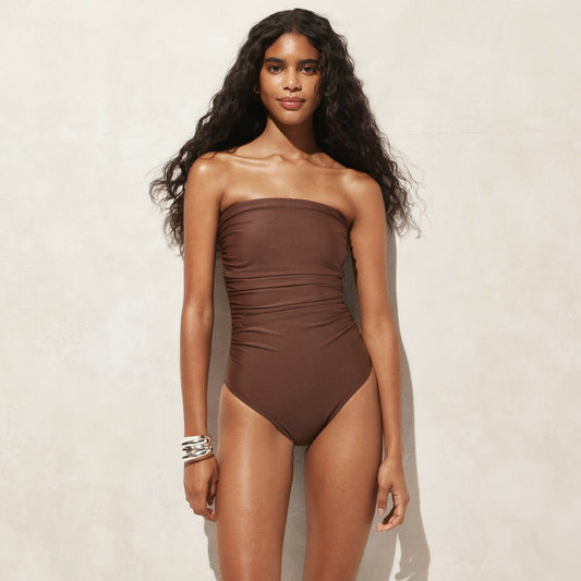 Women Gemma ruched bandeau one-piece - J.Crew