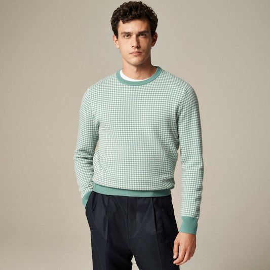 Men Cashmere crewneck sweater in houndstooth - J.Crew