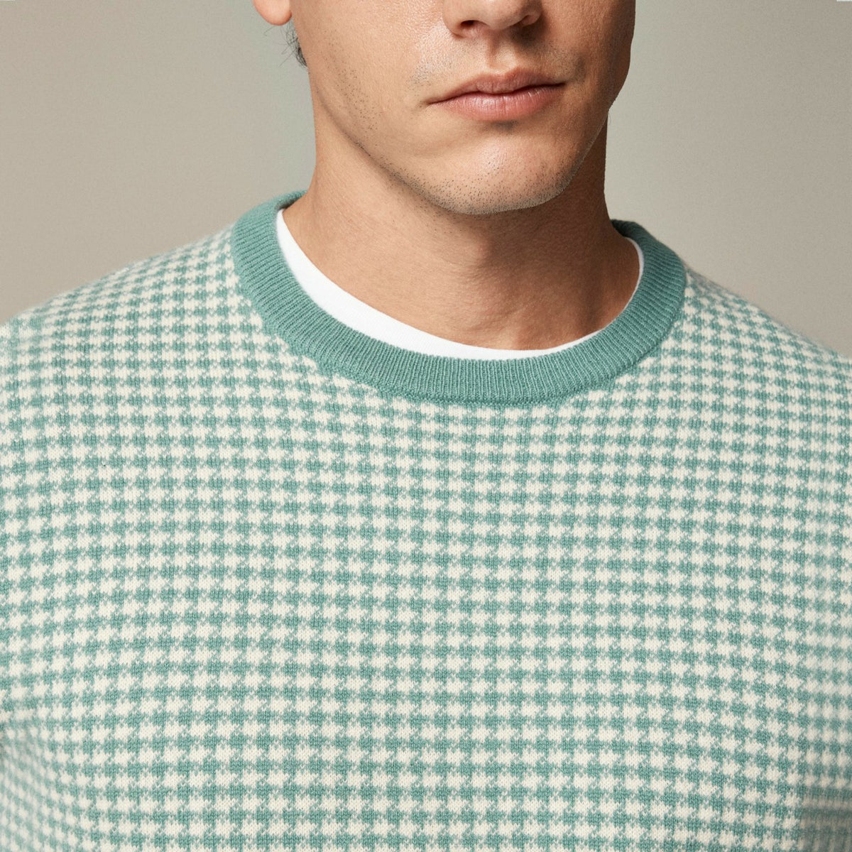 Men Cashmere crewneck sweater in houndstooth - J.Crew