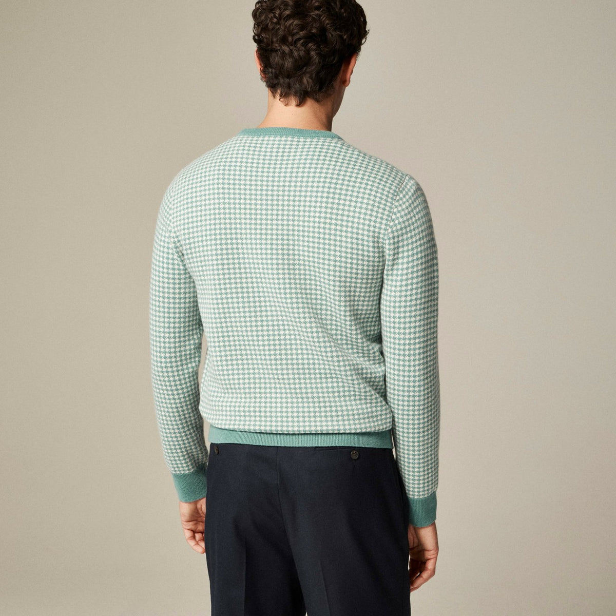 Men Cashmere crewneck sweater in houndstooth - J.Crew