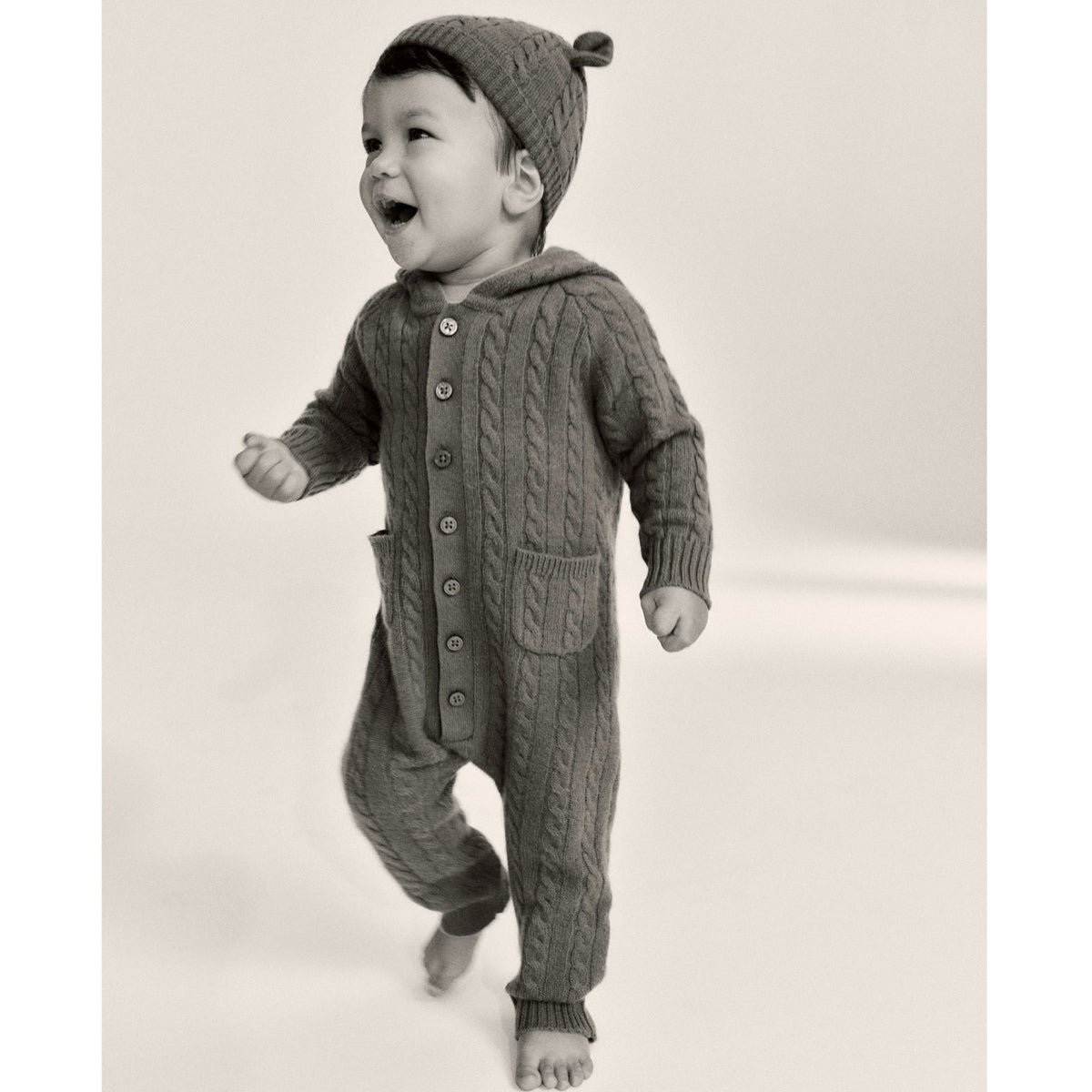 Kids Limited-edition baby cashmere cable-knit bear one-piece - J.Crew