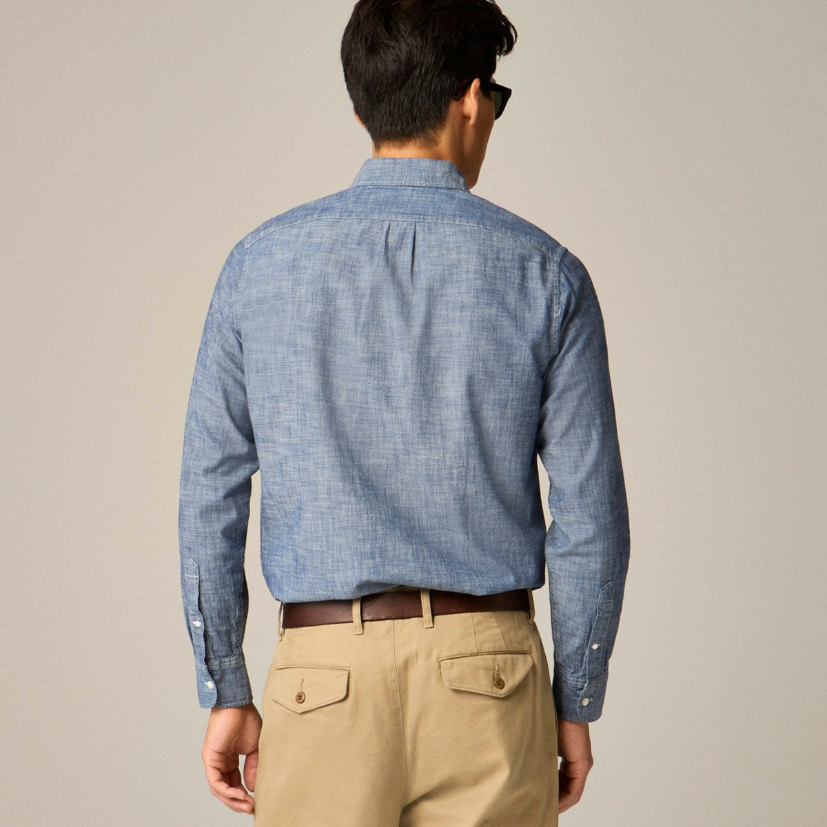 Men Organic cotton chambray shirt in one-year wash - J.Crew