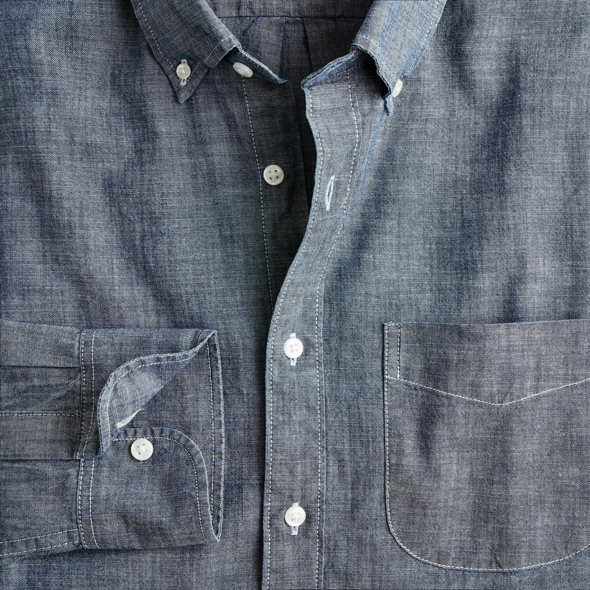 Men Organic cotton chambray shirt in one-year wash - J.Crew