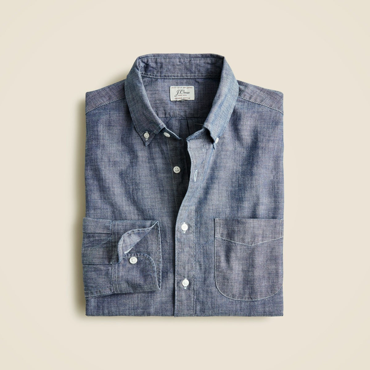 Men Organic cotton chambray shirt in one-year wash - J.Crew
