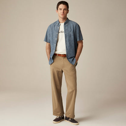 Men Short-sleeve indigo organic chambray shirt - J.Crew