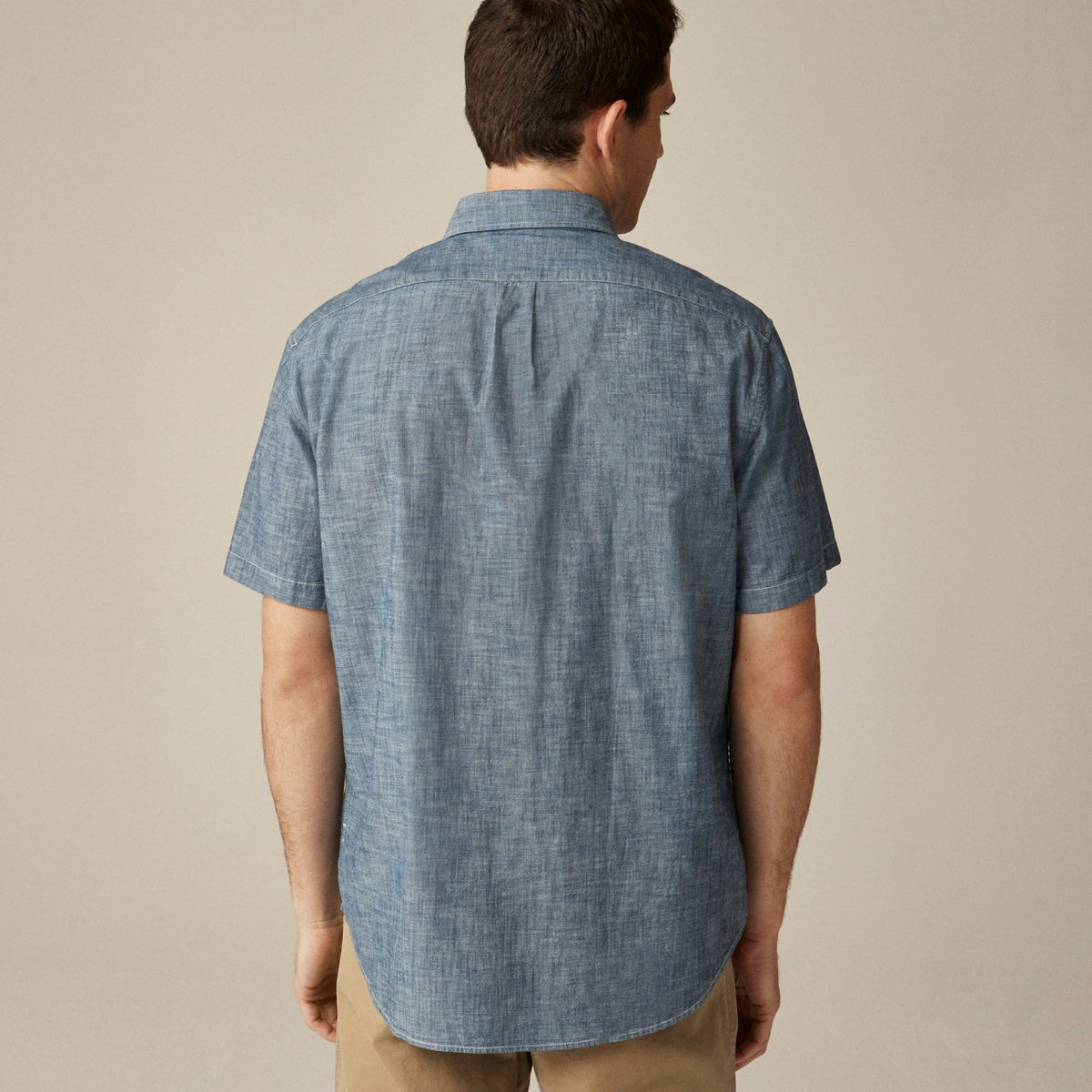 Men Short-sleeve indigo organic chambray shirt - J.Crew