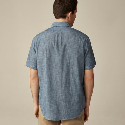 Men Short-sleeve indigo organic chambray shirt - J.Crew