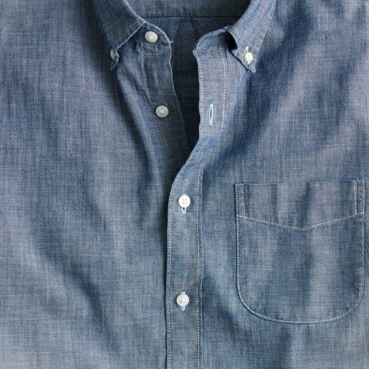 Men Short-sleeve indigo organic chambray shirt - J.Crew