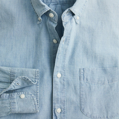Men Short-sleeve indigo organic chambray shirt - J.Crew
