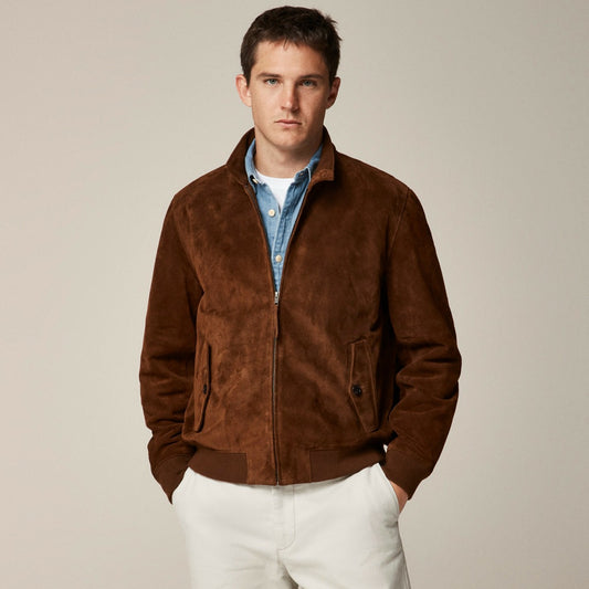 Men Harrington jacket in Italian suede - J.Crew