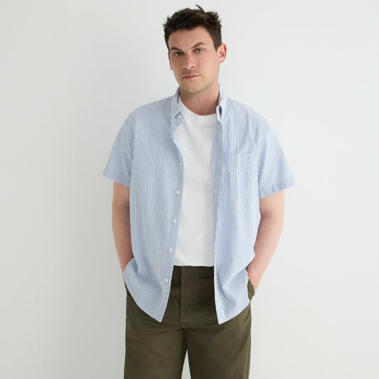 Men Short-sleeve yarn-dyed seersucker shirt - J.Crew