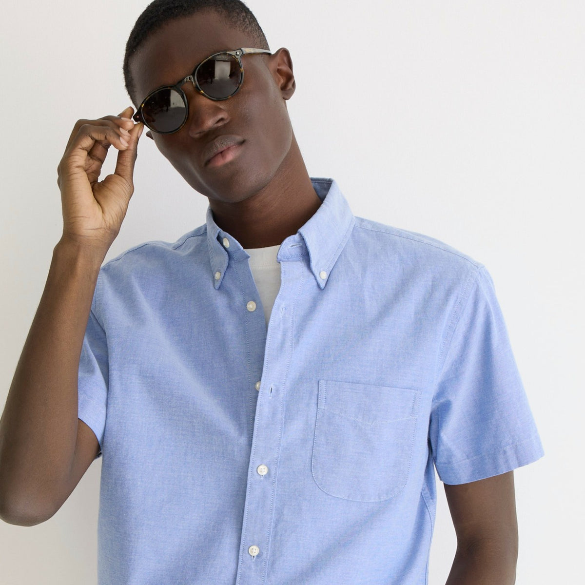 Men Short-sleeve Broken-in organic cotton oxford shirt - J.Crew